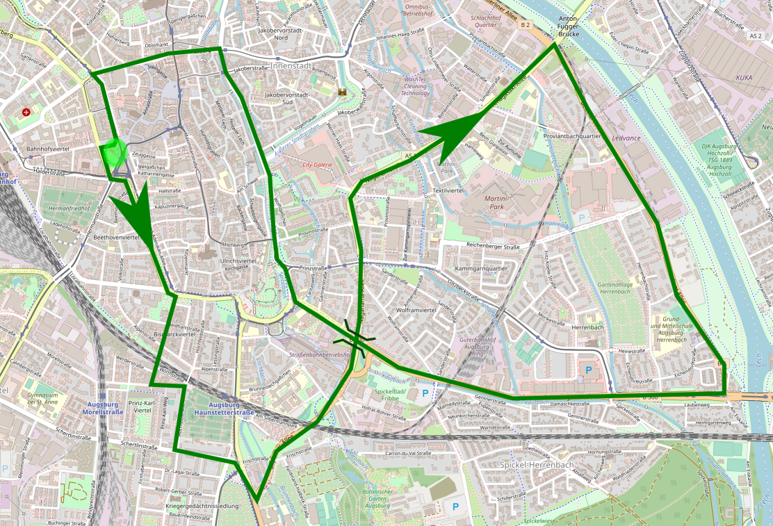 Route der Fahrraddemo als PNG